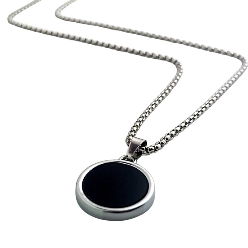 AuraSpark minimalist black onyx style necklace for men