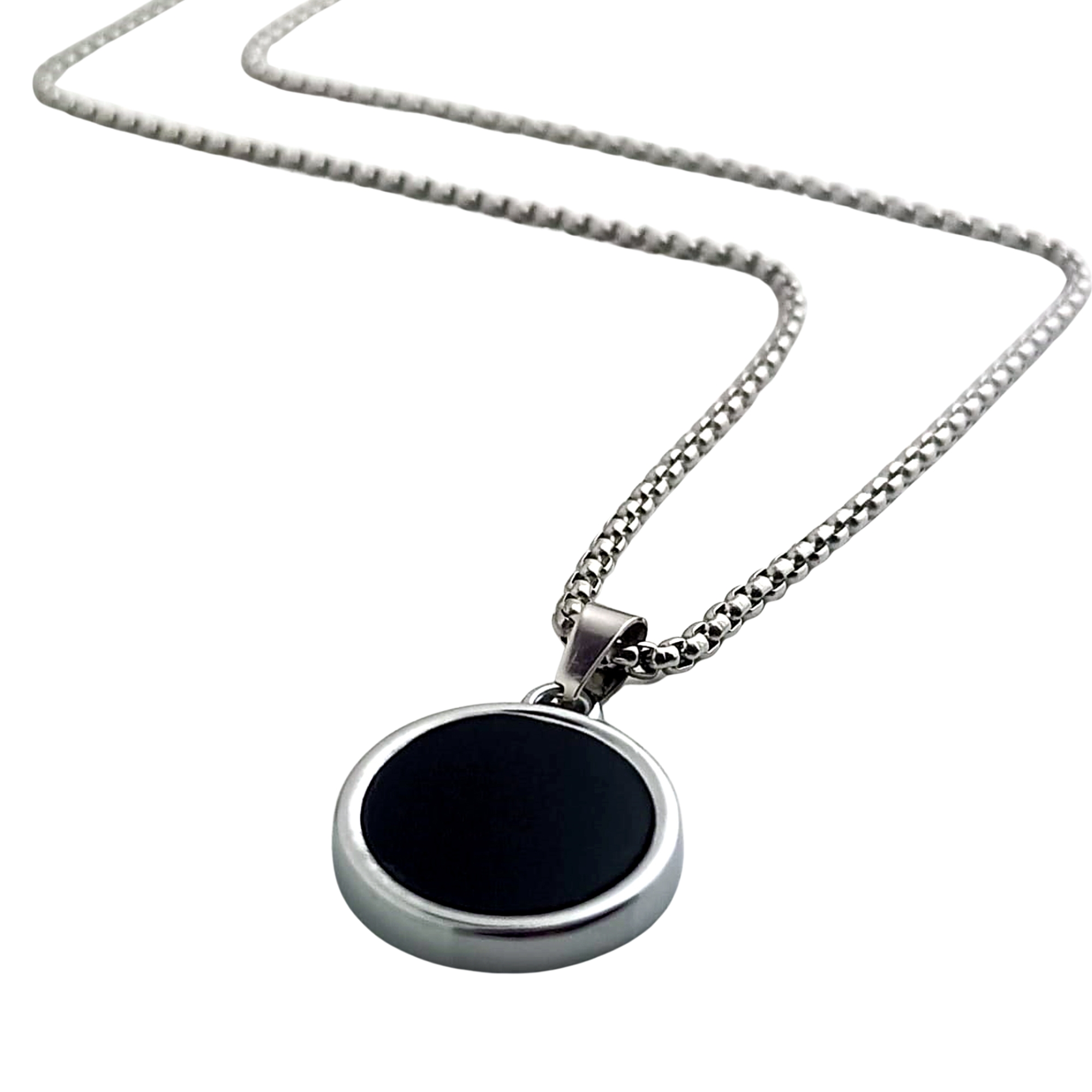 AuraSpark minimalist black onyx style necklace for men
