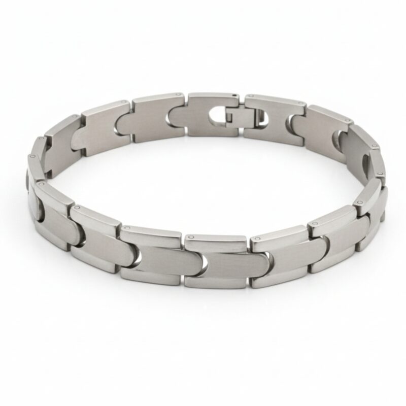 Elegant Silver Stainless Steel Link Bracelet for Men
