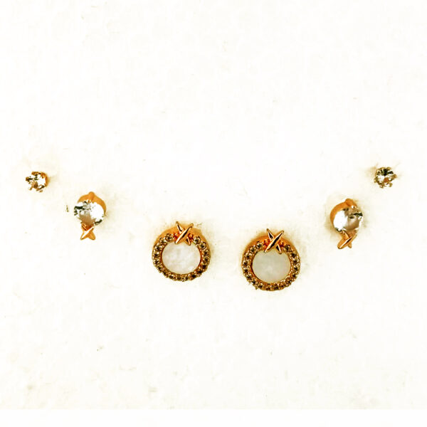 Elegant Rose Gold Stud Earring Set with CZ for Her (Combo of 3)