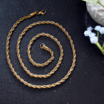 AuraSpark 8K Gold Plated Twisted Link Rope Chain for Men