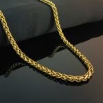Classic 18K Gold Tone Braided Wheat Chain Necklace for Men