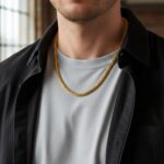 Classic 18K Gold Tone Braided Wheat Chain Necklace for Men