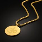 AuraSpark Gold Om Trishul Pendant Necklace for Men