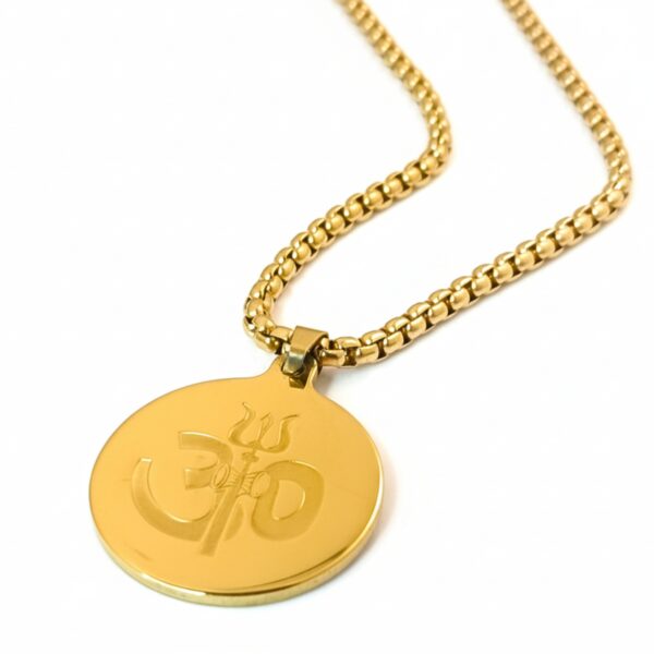 Spiritual Gold Tone OM with Trishul Pendant Chain for Men