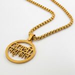 Gold Jai Shri Mahakal circular pendant with box chain for men.