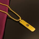 AuraSpark Gold Om Vertical Bar Pendant for Men (