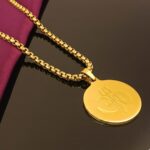 AuraSpark Gold Om Trishul Pendant Necklace for Men