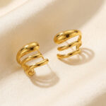 AuraSpark 18K Gold Plated Triple Layer Loop Earrings for Her