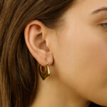 Polished 18K Gold Plated Square Statement Hoops AuraSpark
