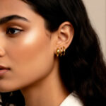 Modern Minimalist 18K Gold Triple Strand Loop Studs by AuraSpark
