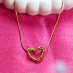 AuraSpark Gold Open Heart Pendant Necklace for Women