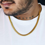 AuraSpark 18K Gold Plated 3D Snake Chain Necklace for Men