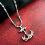 Silver anchor pendant necklace for men by AuraSpark