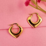 AuraSpark Gold Geometric Chunky Hoop Earrings for Women
