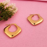 Minimalist Tapered Gold Shield Hoops AuraSpark Jewelry