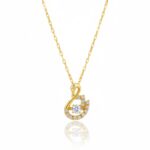 Graceful 18K Gold Tone Swan Design Pendant Chain Necklace for Women