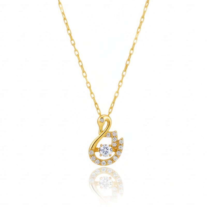 Graceful 18K Gold Tone Swan Design Pendant Chain Necklace for Women