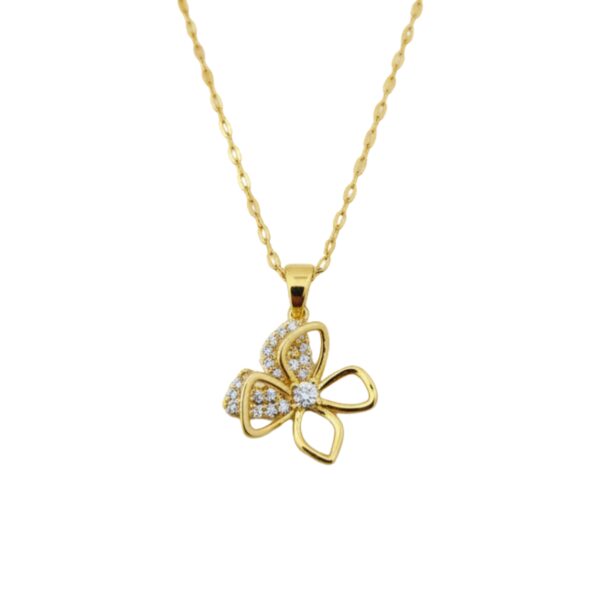 Dainty 18K Gold Plated Floral Pendant Chain Necklace for Her