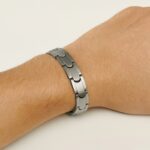 Silver Stainless Steel Link Bracelet for Men by AuraSpark