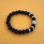 Natural 8mm Black Stone Healing Bracelet with Buddha Head