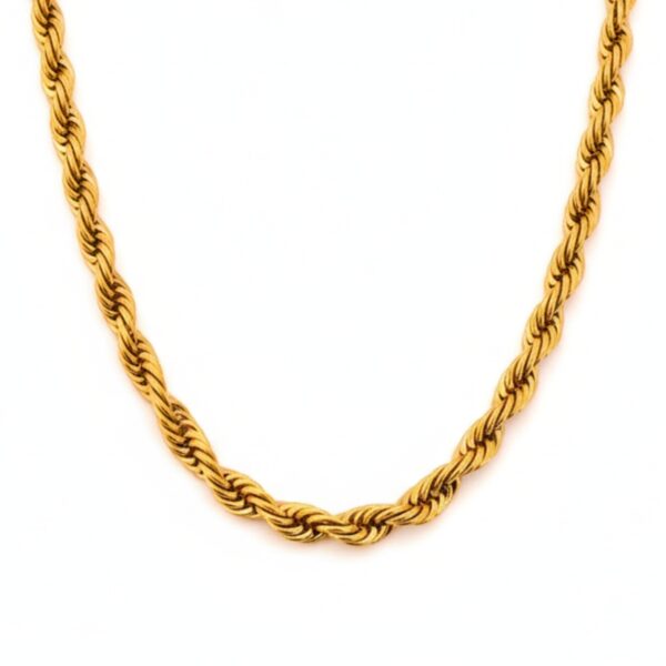 Classic 18K Gold Plated Twisted Link Design Rope Chain for Men
