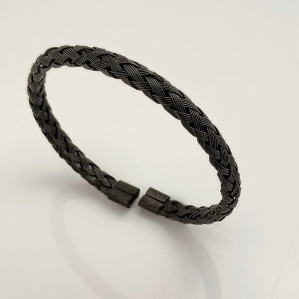 Elegant Black Adjustable Braided Cuff Bracelet for Men