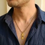 Men's Gold Tone Dotted Texture Om Symbol Necklace
