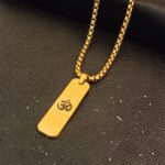 Spiritual Hindu Om Bar Pendant with Gold Box Chain (