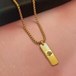 AuraSpark Gold Om Vertical Bar Pendant for Men (
