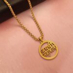 AuraSpark Men's gold-plated Shiva Mahakal mantra necklace.