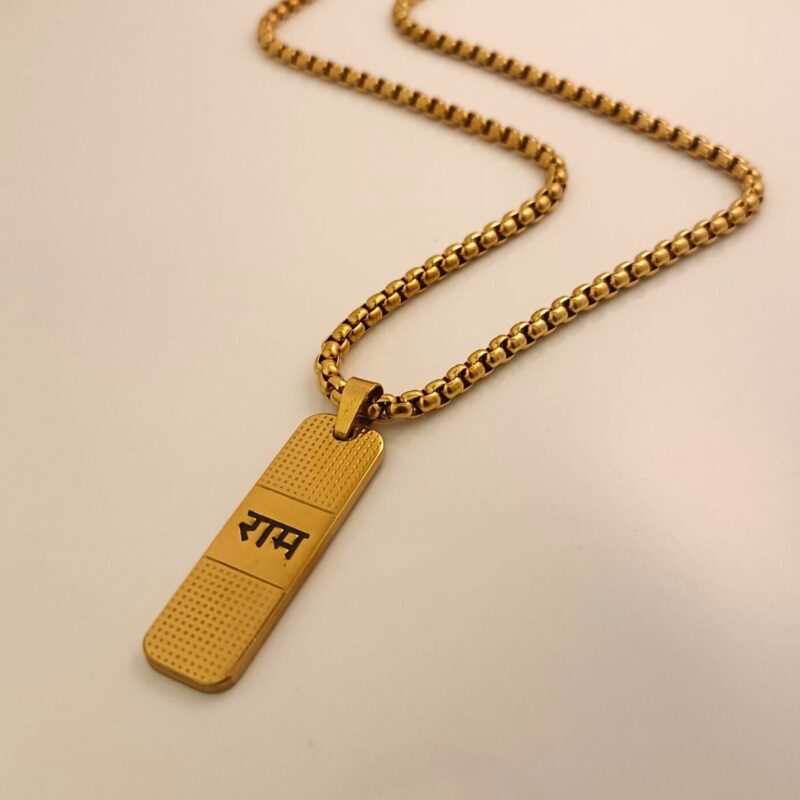 Elegant Gold Tone Ram Vertical Bar Pendant Chain for Men