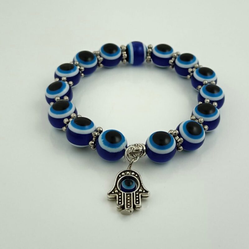 Protective Hamsa Hand & Evil Eye Nazar Bead Bracelet