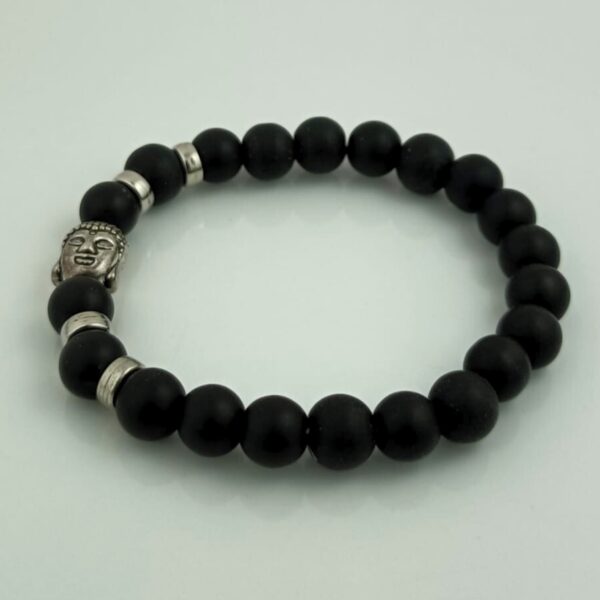 Elegant Matte Black Beads Bracelet with Buddha Charm