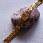 AuraSpark Men's Gold Om Bracelet with Stainless Steel Links