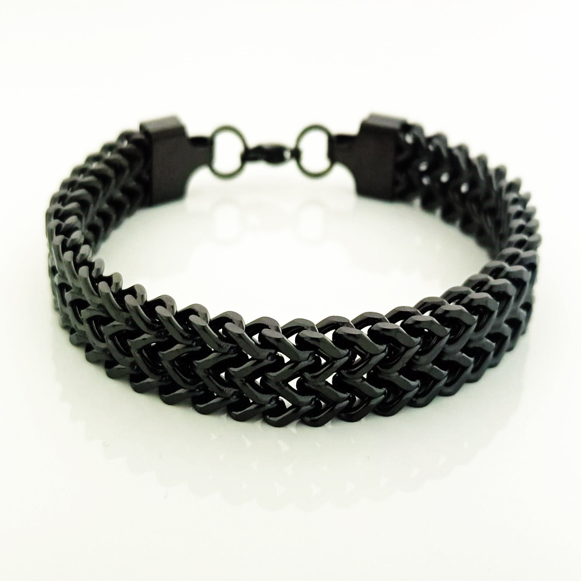 Iconic Black Stainless Steel Double Franco Link Bracelet for Men