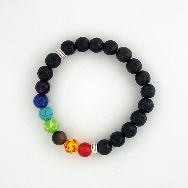 Natural Lava Stone Seven Chakra Beads Bracelet