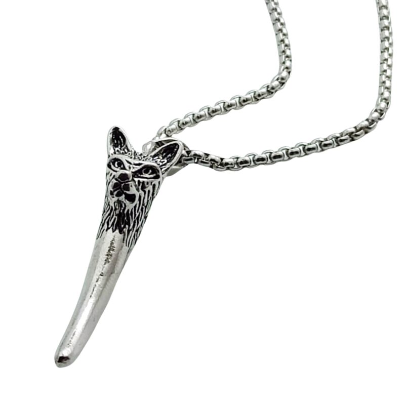 Bold Silver Wolf Head Pendant Necklace for Men