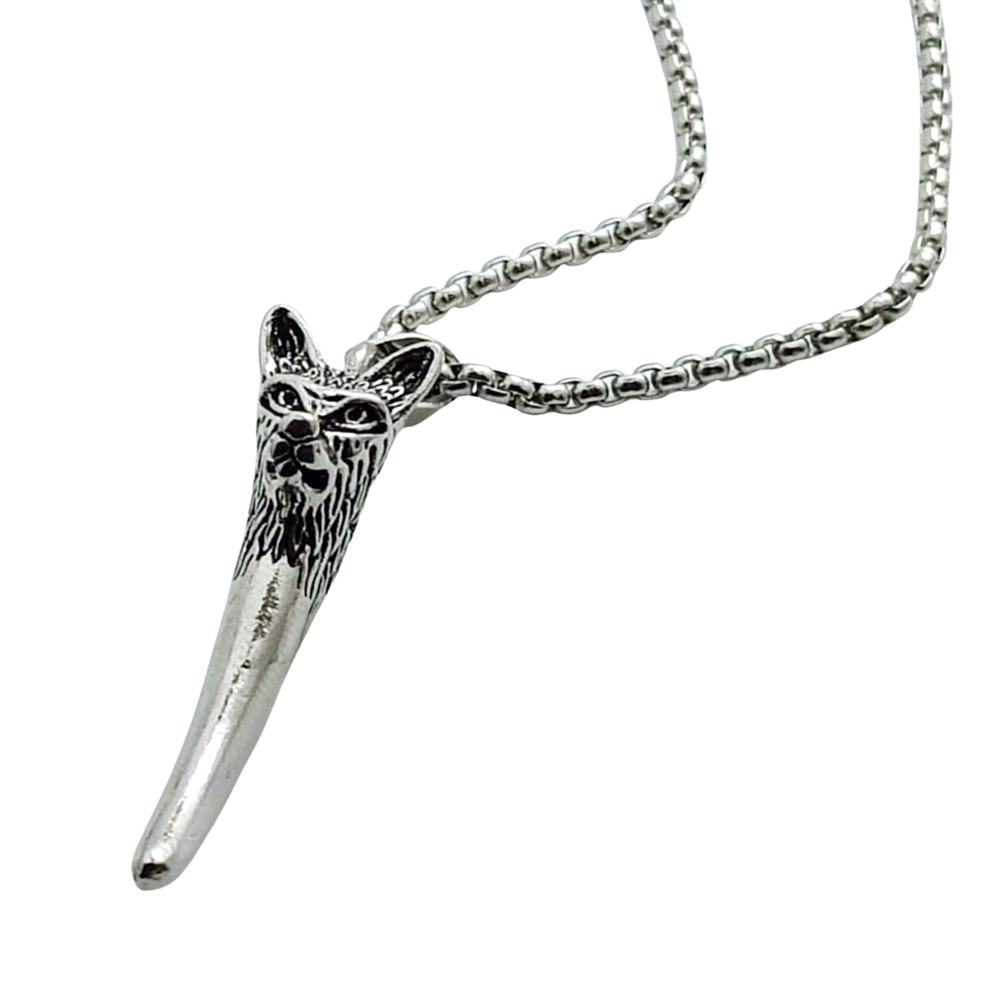 Bold Silver Wolf Head Pendant Necklace for Men