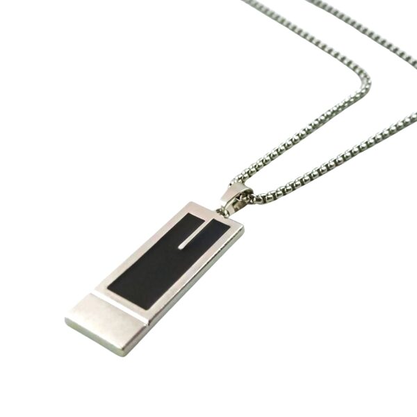 Modern Silver Rectangular Bar Pendant Chain Necklace for Men