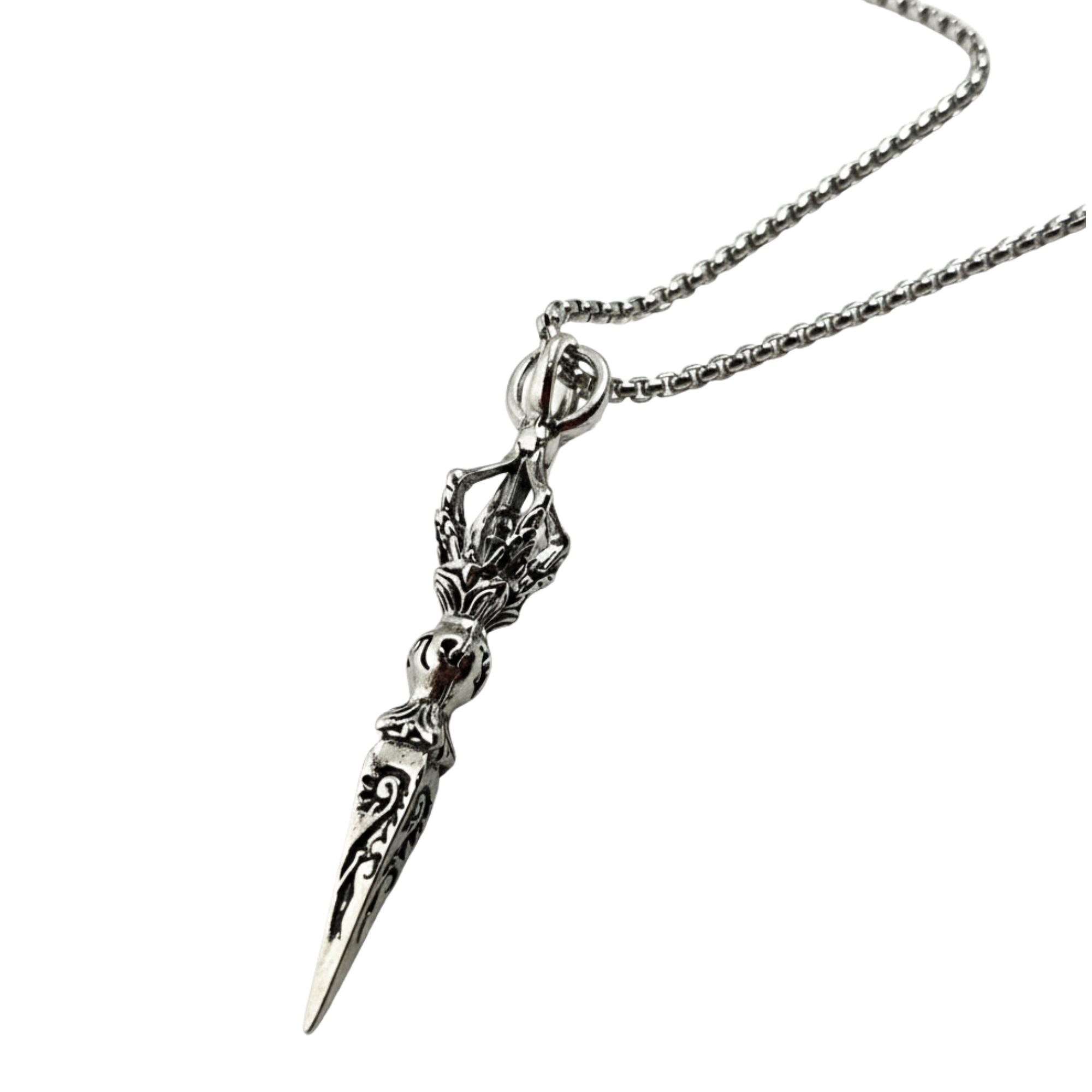 Classic Tibetan Vajra Dorje Dagger Pendant Necklace for Men