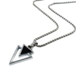 Contemporary Silver Triangle Pendant Chain Necklace for Men