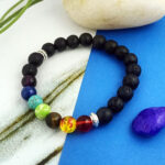 Natural Lava Stone 7 Chakra Healing Bracelet by AuraSpark.
