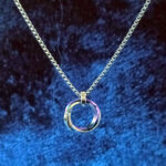 Rainbow interlocking triple circle pendant for men AuraSpark