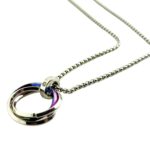 Classic Stainless Steel Rainbow Triple Circle Pendant Necklace for Men