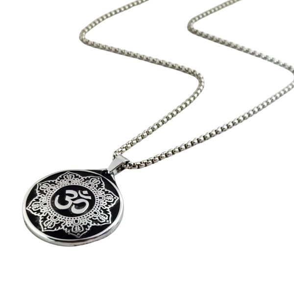 Elegant Divine Silver OM Pendant Chain for Men