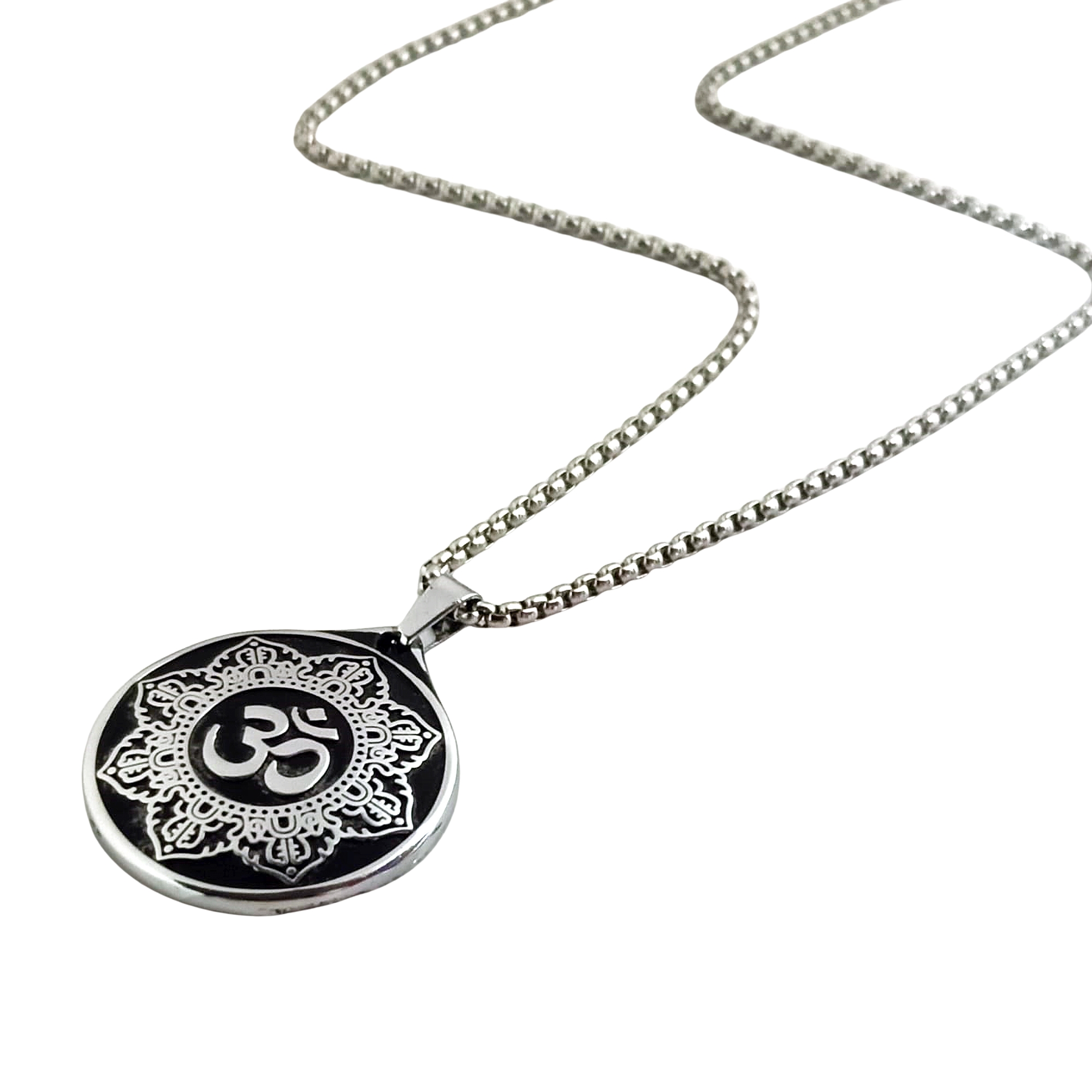 Elegant Divine Silver OM Pendant Chain for Men