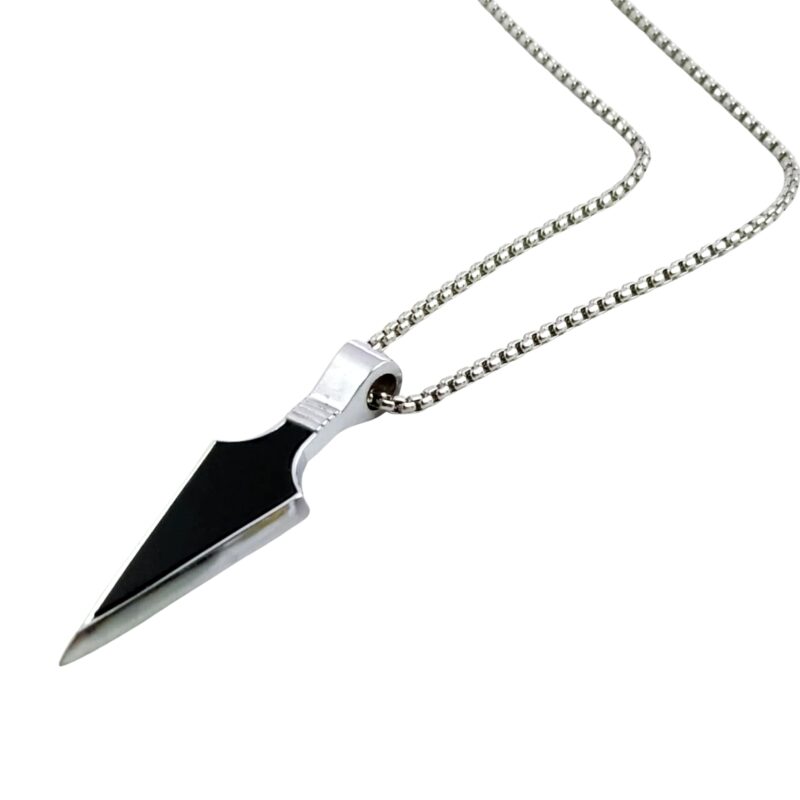Trending Arrowhead Silver & Black Chain Pendant for Men