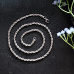 Polished Silver Twisted Link Chain Jewelry for Men AuraSpark