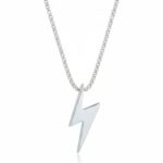 Classic Silver Lightning Bolt Pendant Chain Necklace for Men